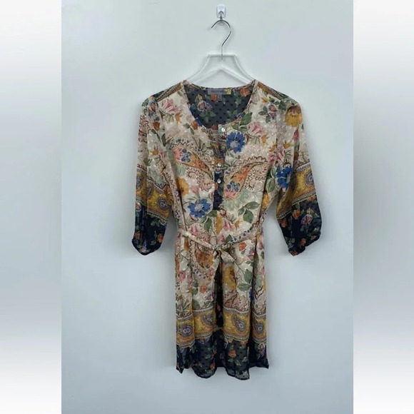 Figueroa & Flower Floral Chiffon Boho Dress Womens‎ Size Small (622) - Picture 1 of 3